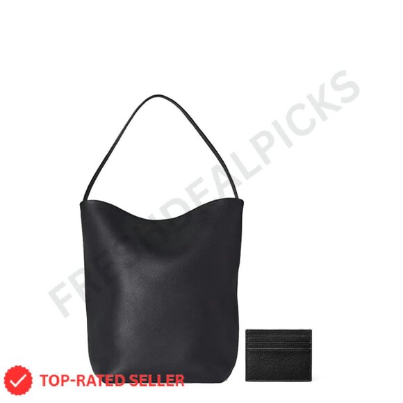 Genuine Leather Bucket Tote Bag Minimalist Chic Classic Shoulder Handbag